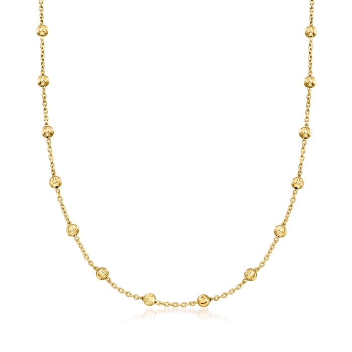 Italian 18kt Gold Over Sterling Moon-Cut Bead Station Necklace | Ross ...