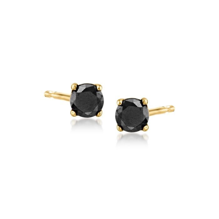 .10 ct. t.w. Black Diamond Stud Earrings in 14kt Yellow Gold