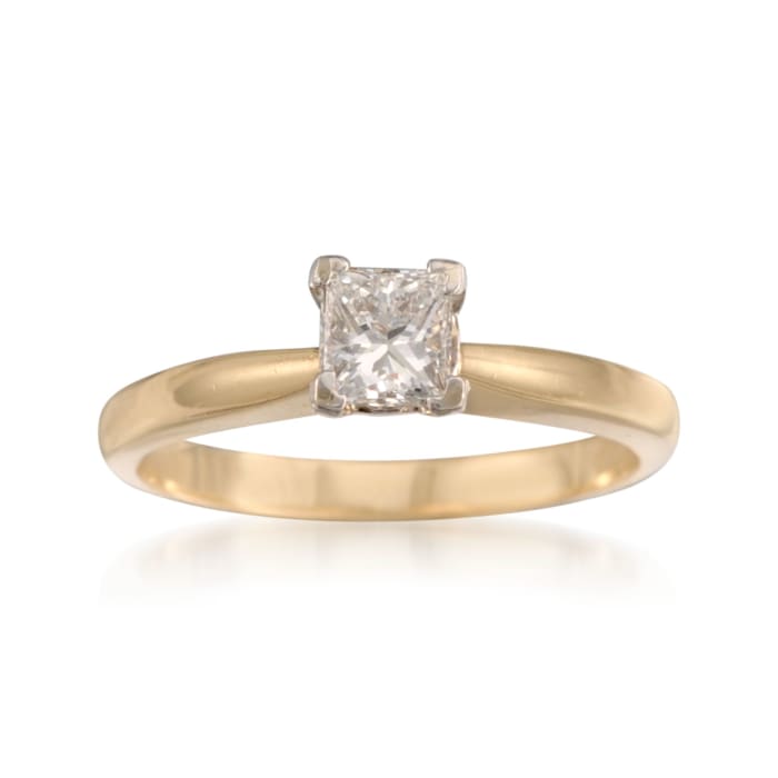 C. 2000 Vintage .50 Carat Diamond Solitaire Engagement Ring in 14kt Yellow Gold