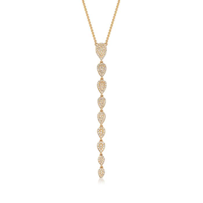 .51 ct. t.w. Pave Diamond Linear Drop Necklace in 18kt Yellow Gold