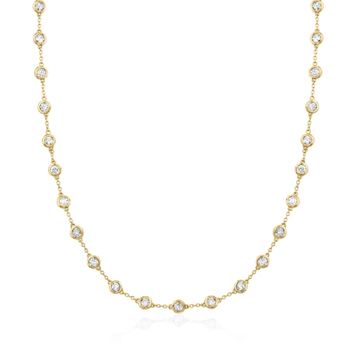 5.00 ct. t.w. Bezel-Set Diamond Station Necklace in 14kt Yellow Gold