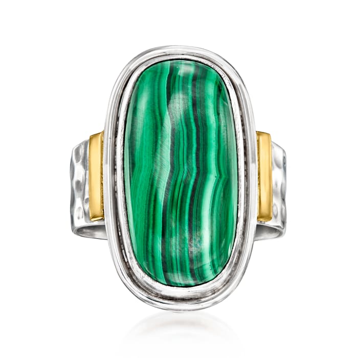 Malachite Ring in Two-Tone Sterling Silver
