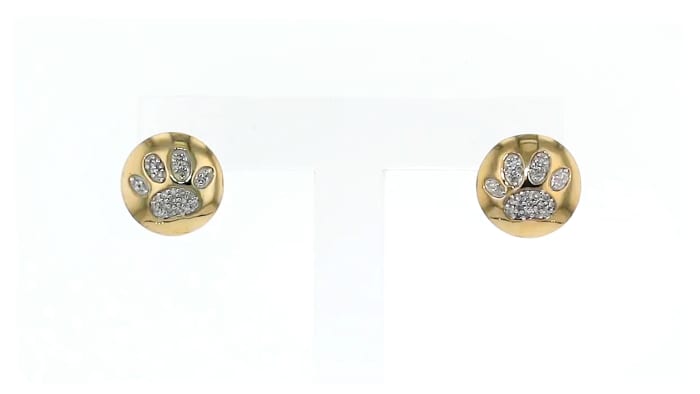 .15 ct. t.w. Diamond Paw Print Stud Earrings in 18kt Yellow Gold Over Sterling Silver
