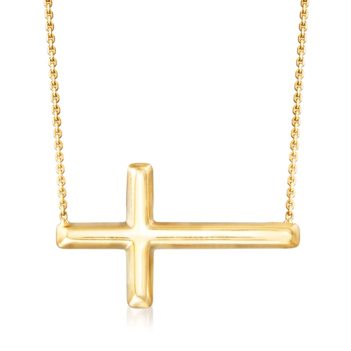 14kt Yellow Gold Sideways Cross Necklace