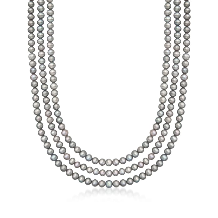5-5.5mm Gray Cultured Pearl Endless Necklace