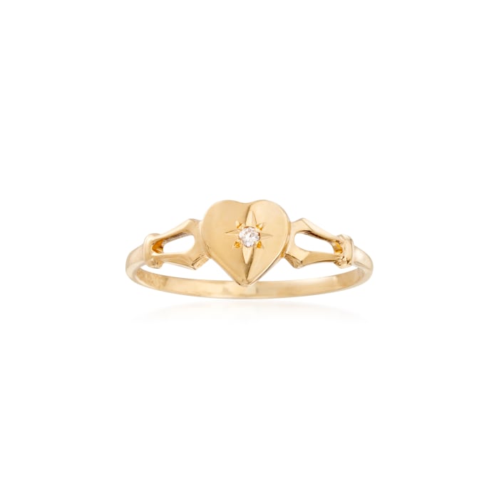 Child's 14kt Yellow Gold Heart Ring with Diamond Accent