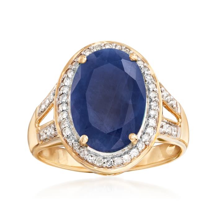 5.50 Carat Sapphire Ring with .24 ct. t.w. Diamonds in 14kt Yellow Gold