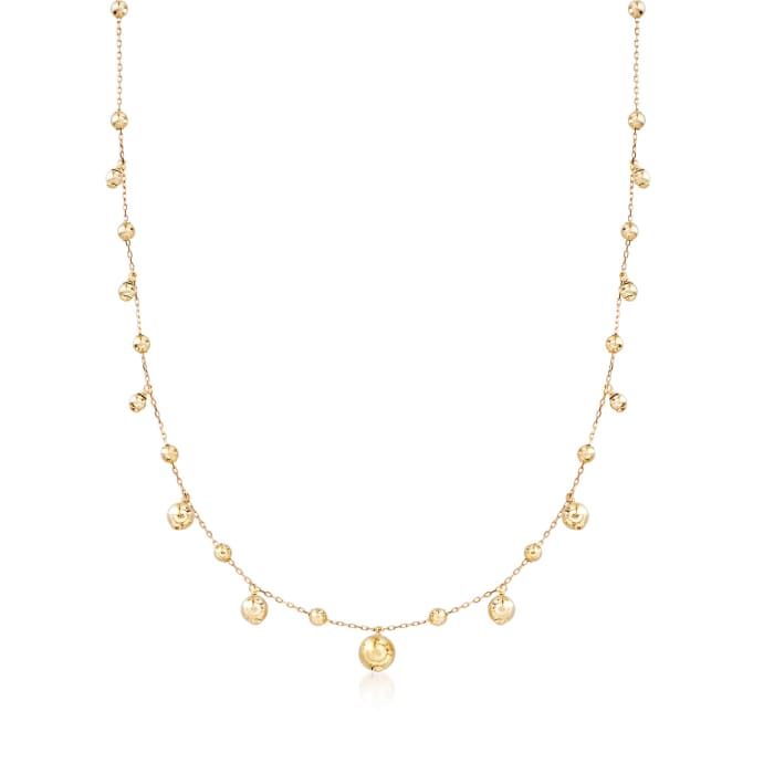 14kt Yellow Gold Bead Drop Station Necklace