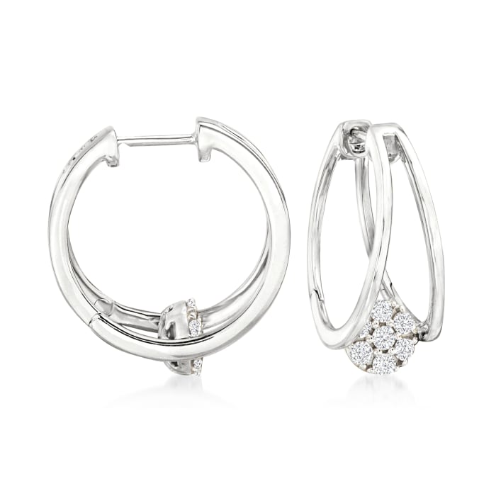 .50 ct. t.w. Diamond Cluster Double-Hoop Earrings in Sterling Silver
