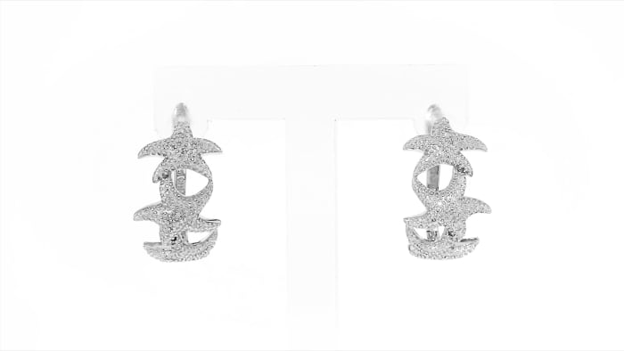 .20 ct. t.w. Diamond Starfish Hoop Earrings in Sterling Silver