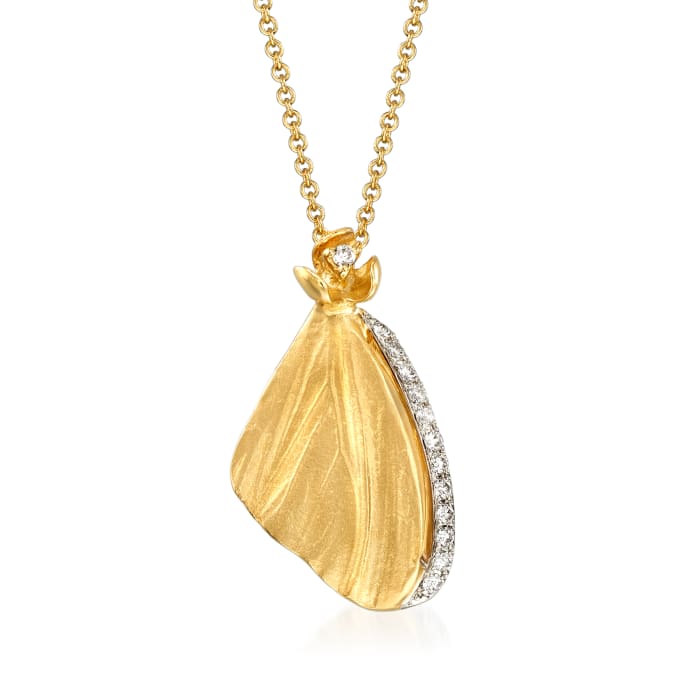 Simon G. .10 ct. t.w. Diamond Butterfly Wing Pendant Necklace in 18kt Yellow Gold