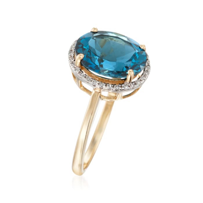 3.70 Carat London Blue Topaz and .13 ct. t.w. Diamond Ring in 14kt ...