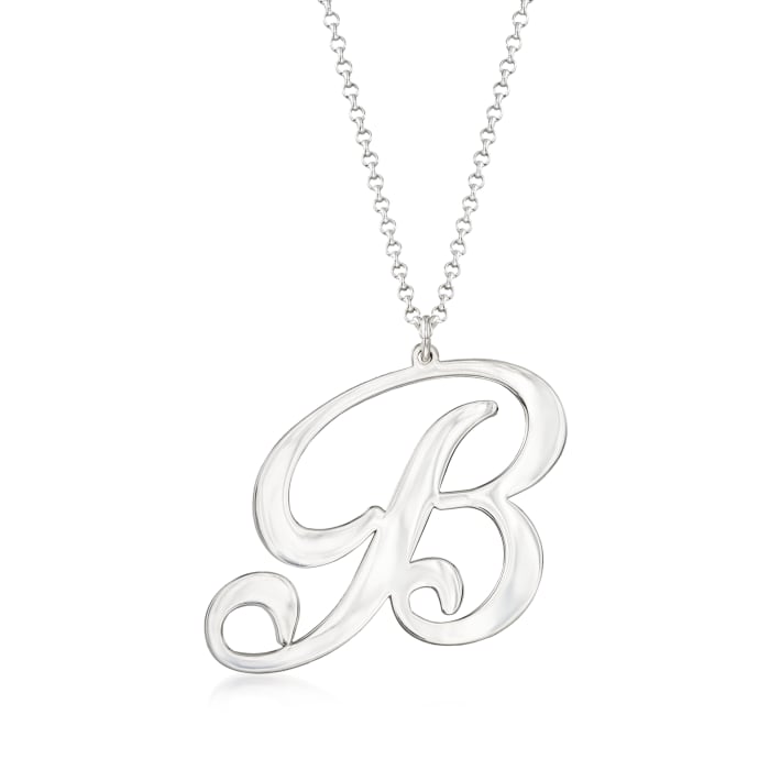 Sterling Silver Personalized Oversized Single-Initial Pendant Necklace