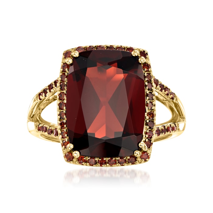 7.00 Carat Garnet and .30 ct. t.w. Red Diamond Ring in 14kt Yellow Gold ...