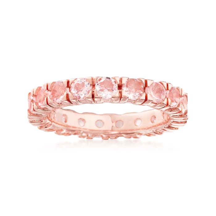 1.80 ct. t.w. Morganite Eternity Band in 18kt Rose Gold Over Sterling