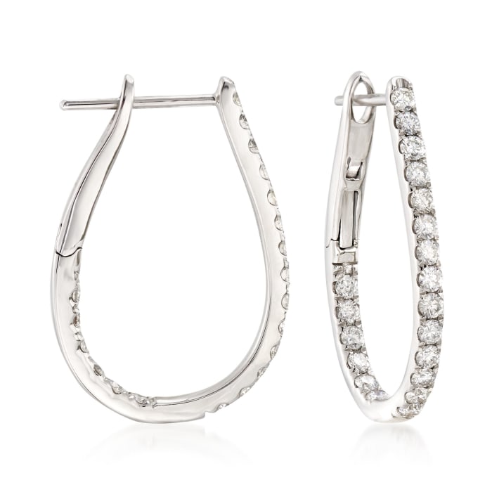 1.00 ct. t.w. Diamond Inside-Outside U-Hoop Earrings in 14kt White Gold