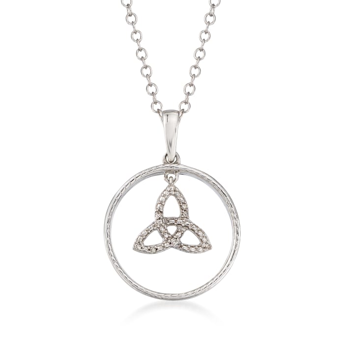 Sterling Silver Trinity Knot Pendant Necklace with Diamond Accents