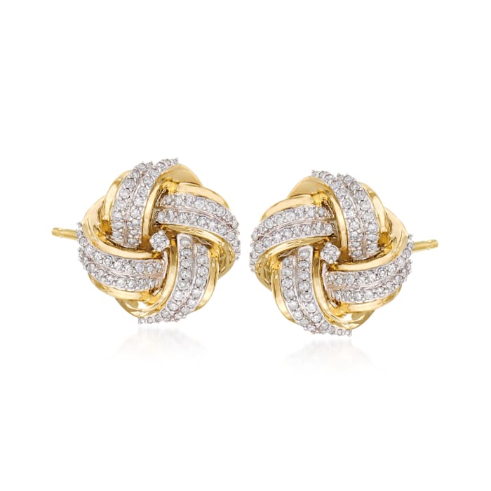 .50 ct. t.w. Diamond Love Knot Earrings in 14kt Yellow Gold