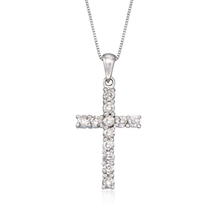 .50 ct. t.w. Diamond Cross Pendant Necklace in 14kt White Gold