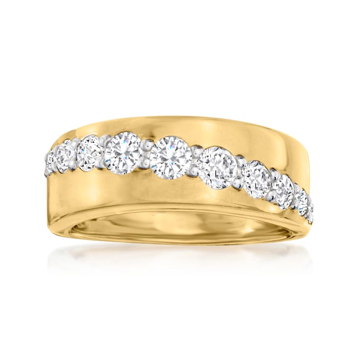 1.00 ct. t.w. Diamond Diagonal Stripe Ring in 18kt Gold Over Sterling ...
