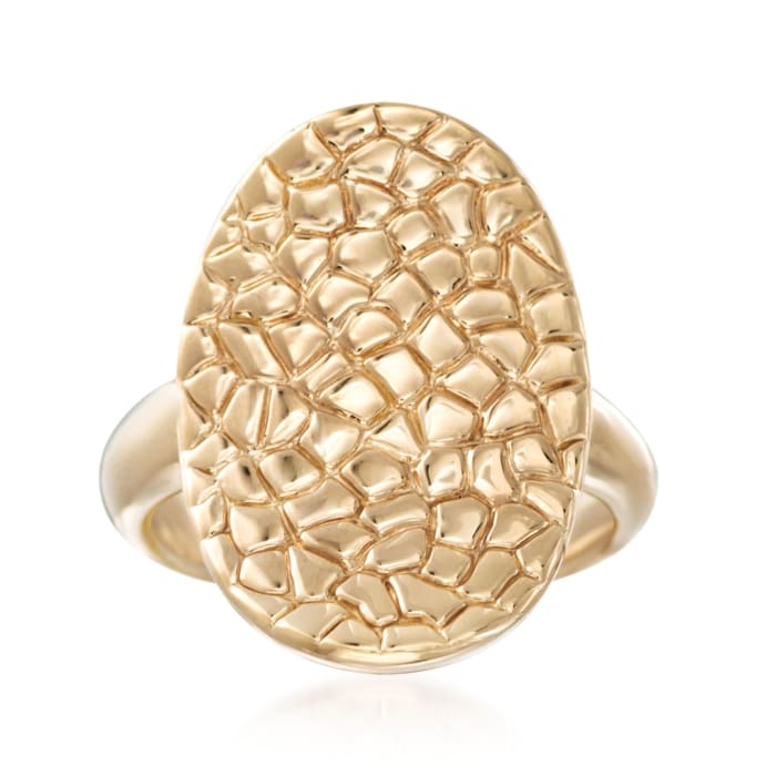 14kt Yellow Gold Snakeskin-Textured Oval Ring