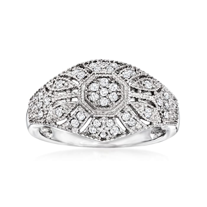 .25 ct. t.w. Diamond Vintage-Style Milgrain Ring in Sterling Silver ...