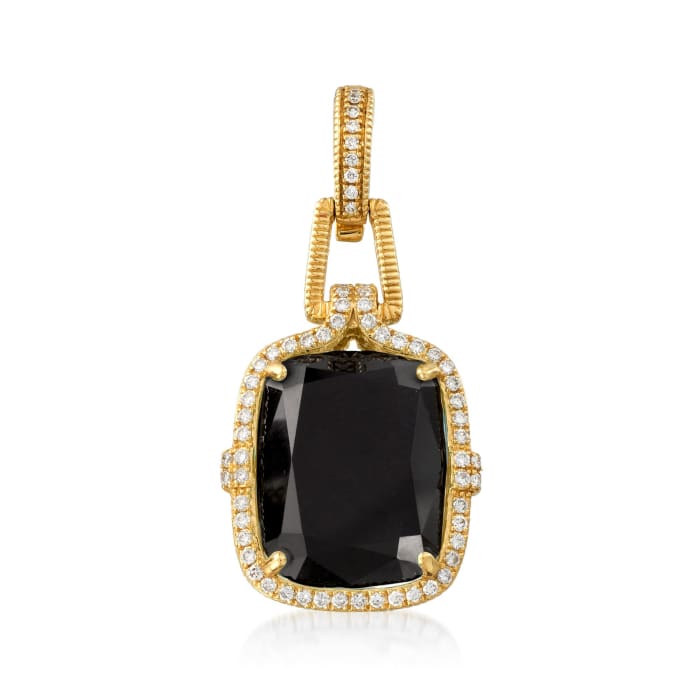 Judith Ripka &quot;Arianna&quot; Black Onyx and .49 ct. t.w. Diamond Pendant in 18kt Yellow Gold