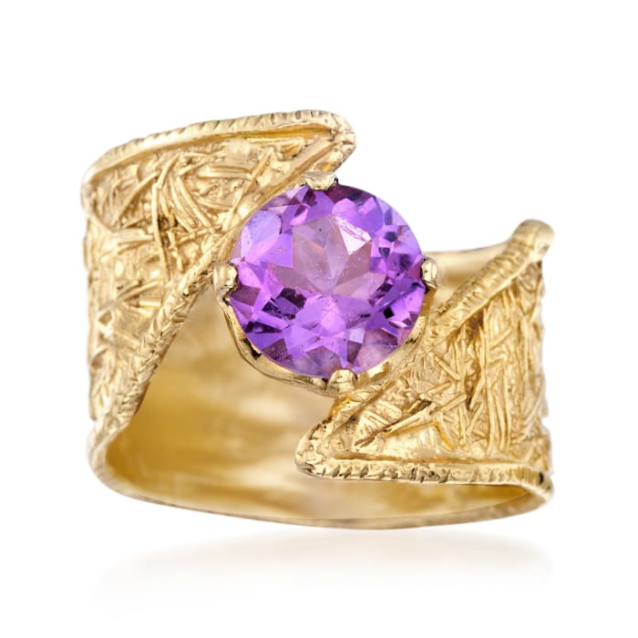 1.50 Carat Amethyst Bypass Ring in 18kt Gold Over Sterling