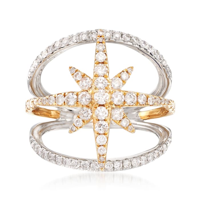 1.05 ct. t.w. Diamond Starburst Open-Space Ring in 14kt Two-Tone Gold