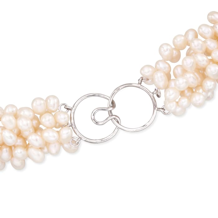 5-6mm Cultured Pearl Torsade Necklace with Sterling Silver | Ross-Simons