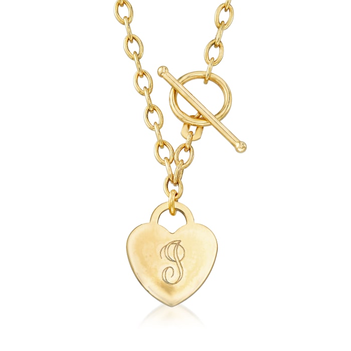 14kt Yellow Gold Personalized Heart Toggle Necklace