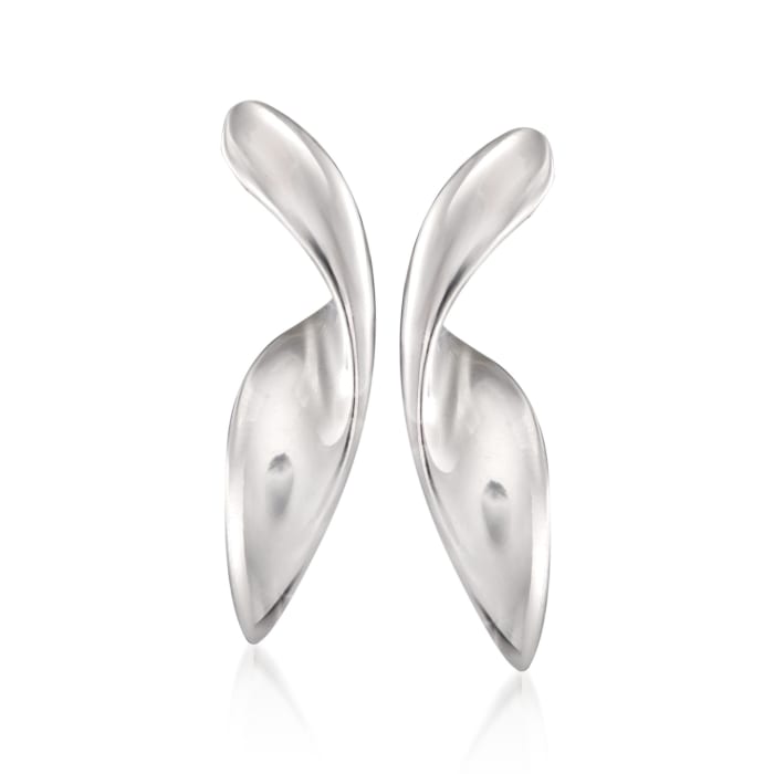 Italian Sterling Silver Abstract Ribbon Earrings