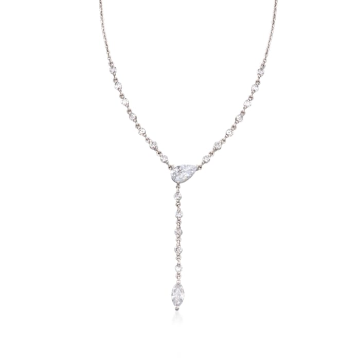 3.05 ct. t.w. CZ Y-Necklace in Sterling Silver. 16