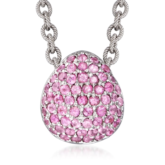 C. 2000 Vintage 3.00 ct. t.w. Pink Sapphire Necklace in 18kt White Gold