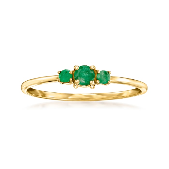 .10 ct. t.w. Emerald Three-Stone Ring in 14kt Yellow Gold