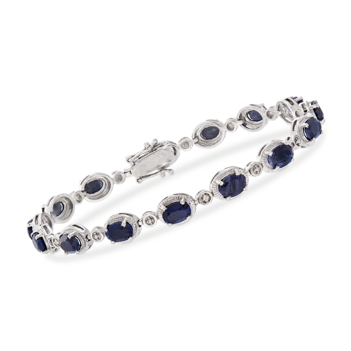 9.10 ct. t.w. Sapphire Bracelet with Diamond Accents in Sterling Silver