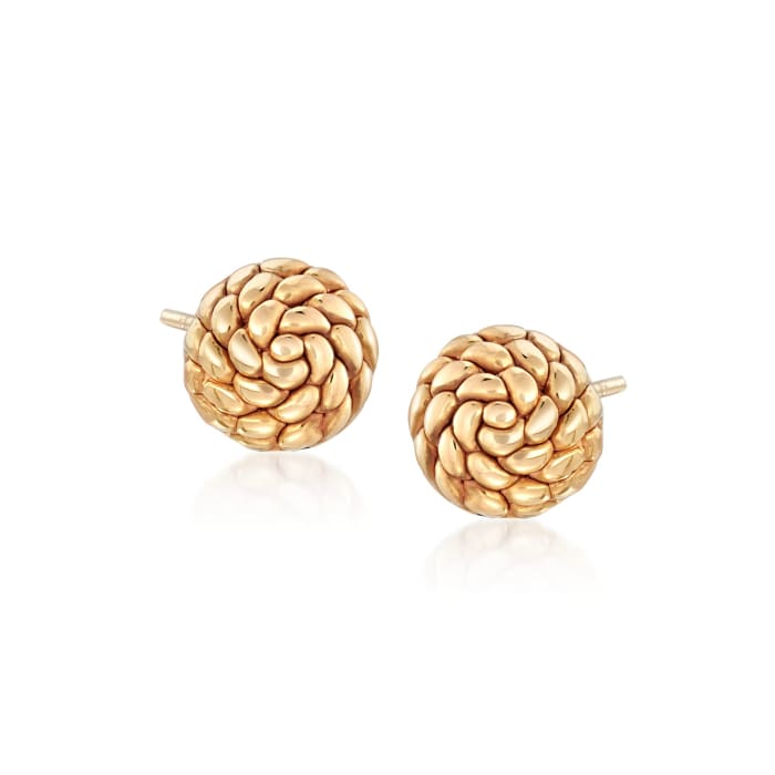 Italian 18kt Yellow Gold Roped Dome Stud Earrings