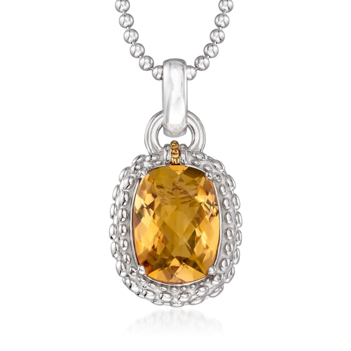 Phillip Gavriel &quot;Popcorn&quot; 5.00 Carat Yellow Quartz Pendant Necklace in Sterling Silver with 18kt Yellow Gold