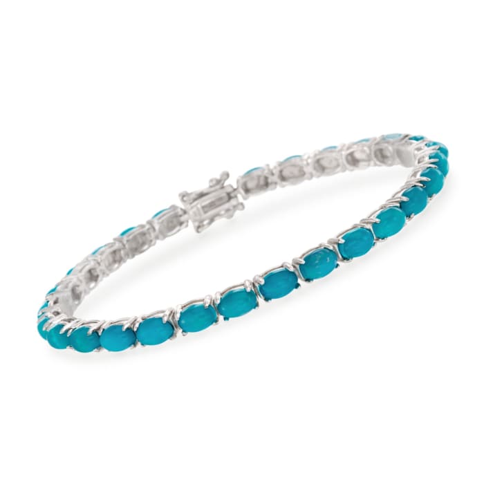 Blue Opal Line Bracelet in Sterling Silver