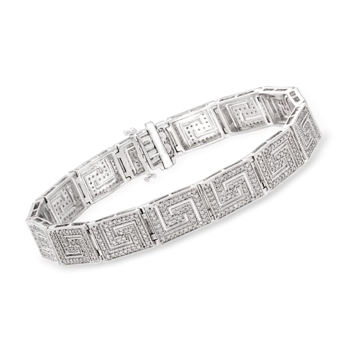 2.00 ct. t.w. Diamond Greek Key Bracelet in Sterling Silver