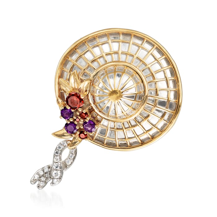 5.50 ct. t.w. Multi-Gem Fancy Hat Pin in Sterling Silver and 18kt Gold Over Sterling