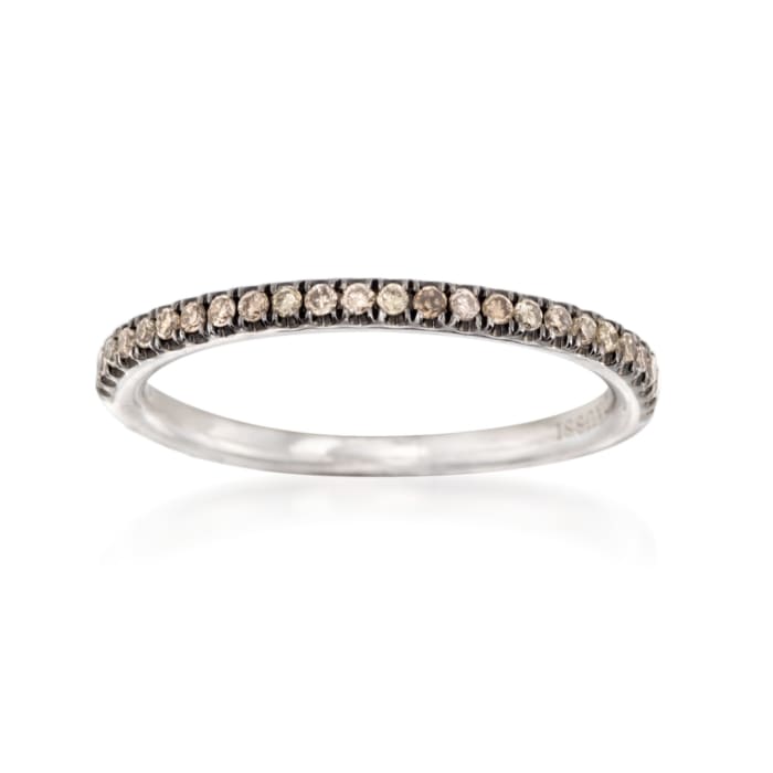Henri Daussi .15 ct. t.w. Brown Diamond Wedding Ring in 14kt White Gold