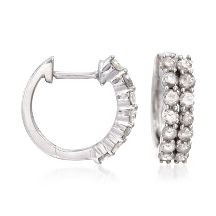 1.00 ct. t.w. Diamond Two-Row Hoop Earrings in Sterling Silver