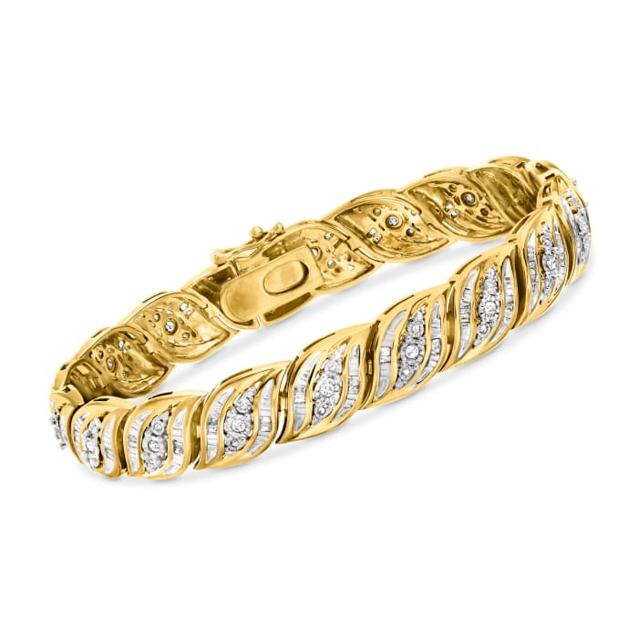 1.00 ct. t.w. Diamond Bracelet in 18kt Gold Over Sterling