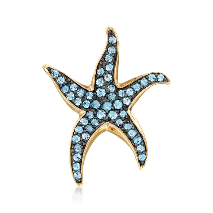 1.50 ct. t.w. Blue Topaz Starfish Pendant in 14kt Gold Over Sterling