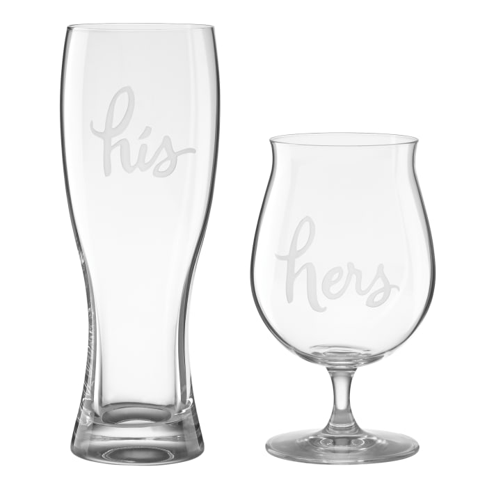 Kate Spade New York &quot;Two of a Kind&quot; Set of 2 &quot;His&quot; and &quot;Hers&quot; Beer Glasses