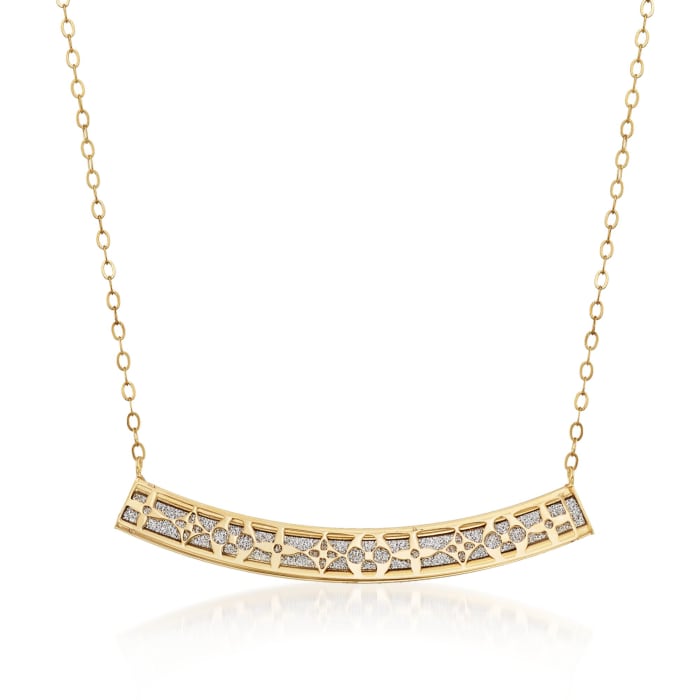 Italian 14kt Yellow Gold Curved Bar Necklace with Geometric Cutout