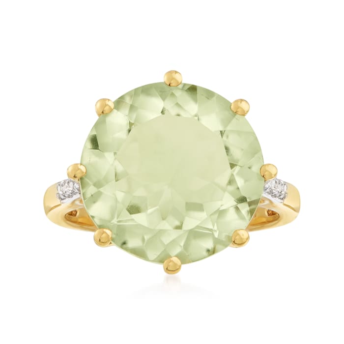 7.50 Carat Prasiolite Ring with White Topaz Accents in 14kt Gold Over Sterling