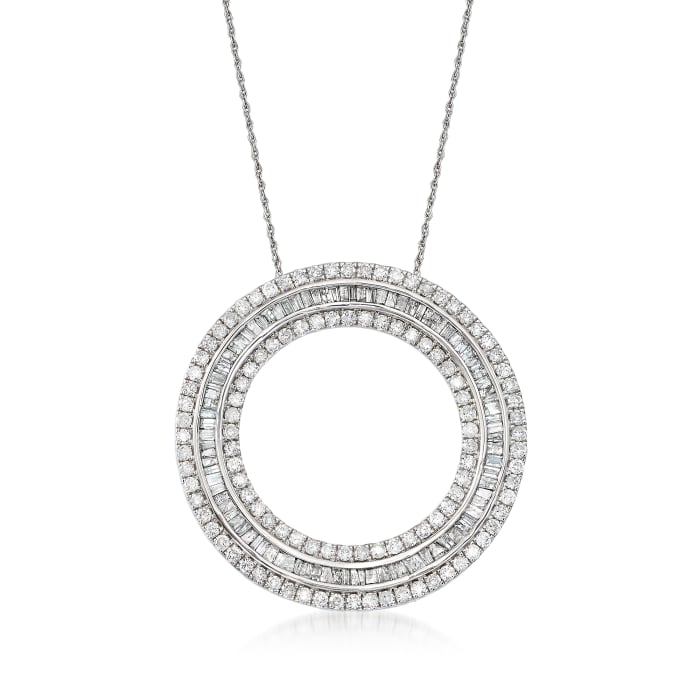 3.00 ct. t.w. Diamond Open Eternity Circle Pendant Necklace in 14kt White Gold
