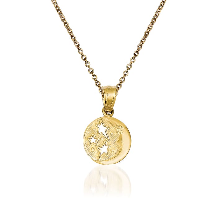 14kt Yellow Gold Moon and Stars Pendant Necklace